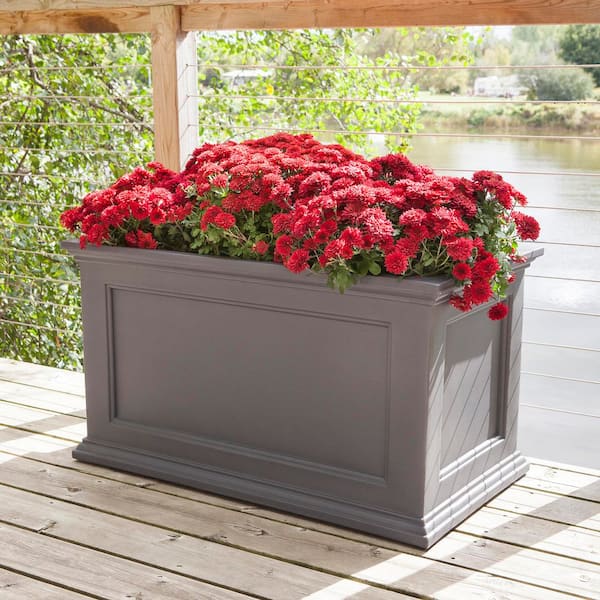 Fairfield 20 in. x 36 in. Self-Watering Graphite Grey Polyethylene Planter