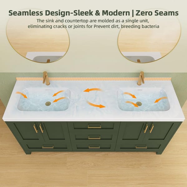 fig様 Moreno Bath Sage 72 in. W Vanity in White Oak with