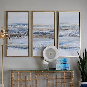 3- Panel Landscape Framed Wall Art with Gold Frame 39 in. x 20 in.