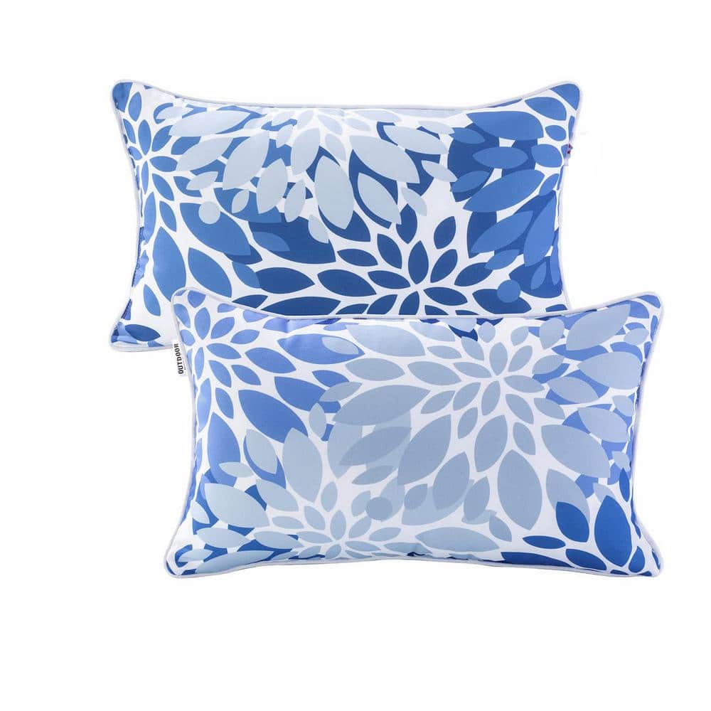 12 in. x 20 in. x 7 in. Set of 2 Patio Lumbar Pillows Fade Resistant Outdoor Waterproof Lumbar Pillow with Inners Blue price history on PriceWatchPro