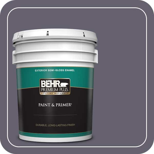 BEHR PREMIUM PLUS 5 gal. #N560-6 Fashionista Semi-Gloss Enamel Exterior Paint & Primer