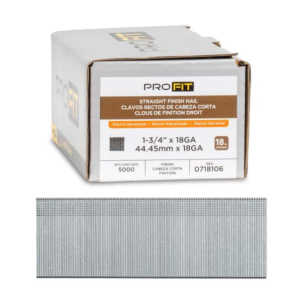 1-3/4 in. x 18GA Straight Electrogalvanized Collated Brad Nails (5000-Per Box)
