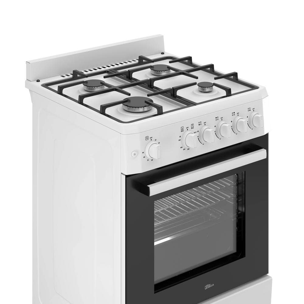 Premium White Freestanding Gas Range with 4 Burners and Oven