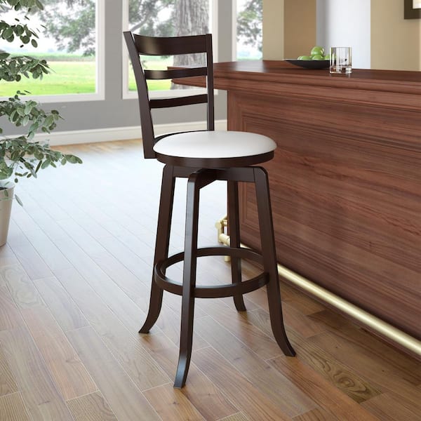 CorLiving Woodgrove 29 Swivel Bar Stools with White
