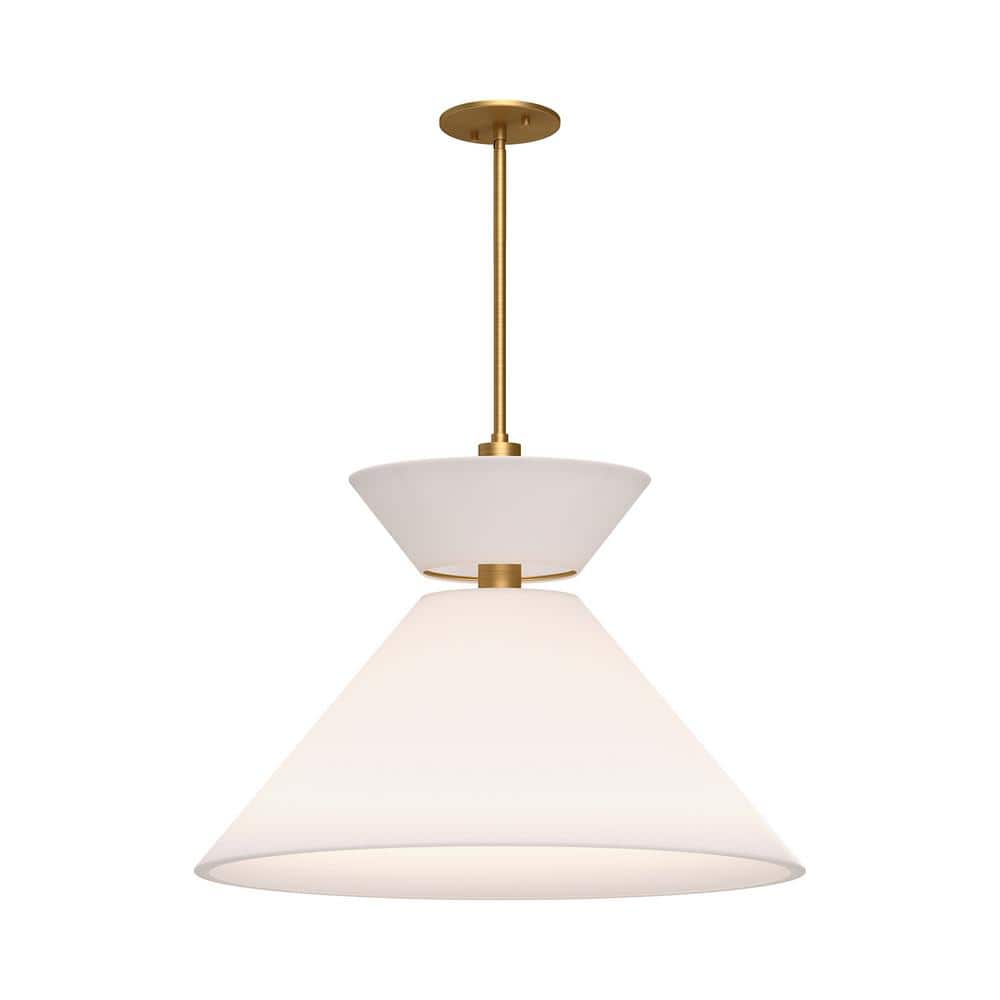 Chapelle Aged Gold and White Linen Single Pendant Light