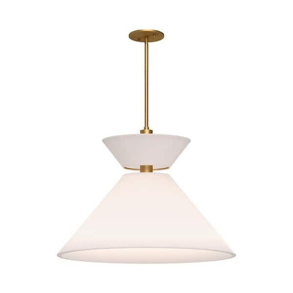 ALORA MOOD Chapelle 22 in. 1 Light 60-Watt Aged Gold/White Linen ...