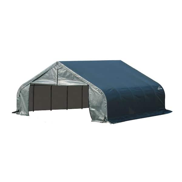 ShelterLogic 18 ft. W x 24 ft. D x 11 ft. H Green Steel and Polyethylene Garage Without Floor w/ Corrosion-Resistant Steel Frame