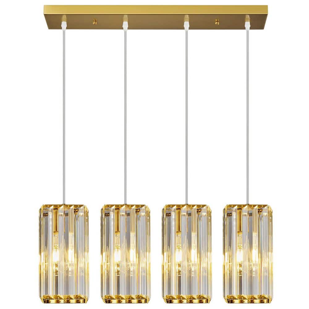 Home Lighting 24-Watt 4-Light Gold Rectangle Crystal Pendant-Adjustable fixture for Kitchen Island, No Bulb Include price history on PriceWatchPro