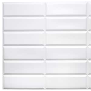 3D Falkirk Retro III 38 in. x 19 in. Stacked White Faux Tile PVC Decorative Wall Paneling