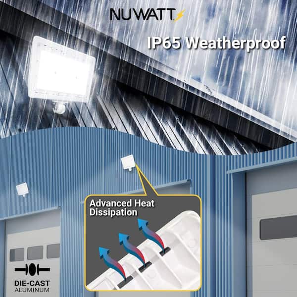 NuWatt 50-Watt 7050 Lumens White Outdoor Integrated LED Flood