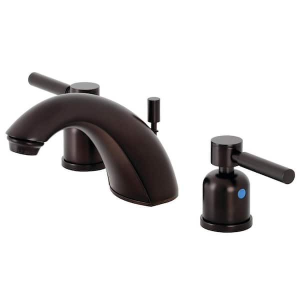 Kingston Brass Concord 8 in. Widespread 2-Handle Bathroom Faucets with Plastic Pop-Up in Oil Rubbed Bronze