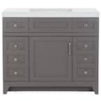 Rosedale 42 in. W x 19 in. D Bath Vanity in Taupe Gray with Cultured Marble Vanity Top in White with White Sink