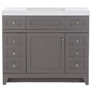 Rosedale 42 in. W x 19 in. D Bath Vanity in Taupe Gray with Cultured Marble Vanity Top in White with White Sink
