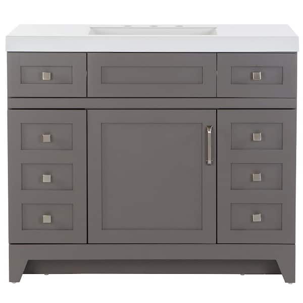 Home Decorators Collection Rosedale 42 in. W x 18.75 in. D Bath Vanity in Taupe Gray with Cultured Marble Vanity Top in White with White Sink