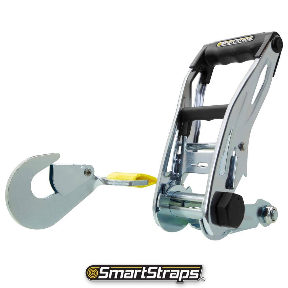 SmartStraps Heavy-Duty 8ft Yellow Ratchet Tie-Down Strap with Snap Hook