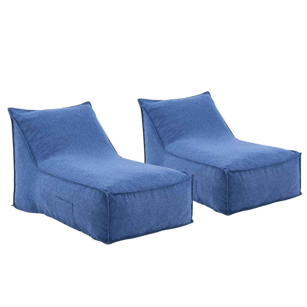 Ariana Modern Navy Blue Olefin Fabric Plastic Patio Bean Bag Outdoor Lounge Chair with Side Pocket, Set of 2 price history on PriceWatchPro