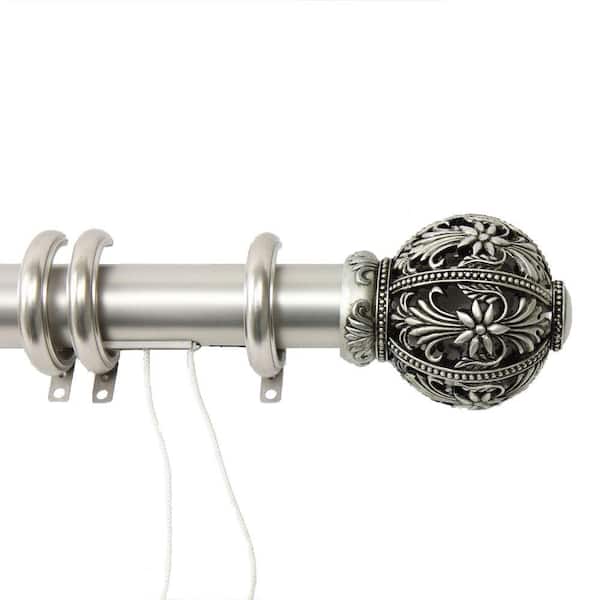 Rod Desyne 48 in. - 84 in. Lacey Decorative Traverse Rod in Satin Nickel with Rings