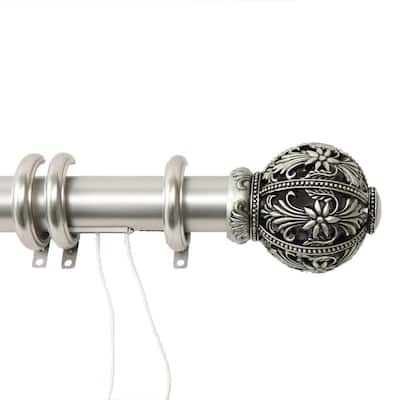 Rod Desyne Lacey 1.5 in. Dia 9 ft. L Non-Telescoping Single Curtain Rod ...