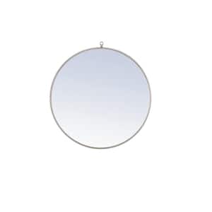 Timeless Home 32 in. W x 32 in. H x Contemporary Metal Framed Round Silver Mirror