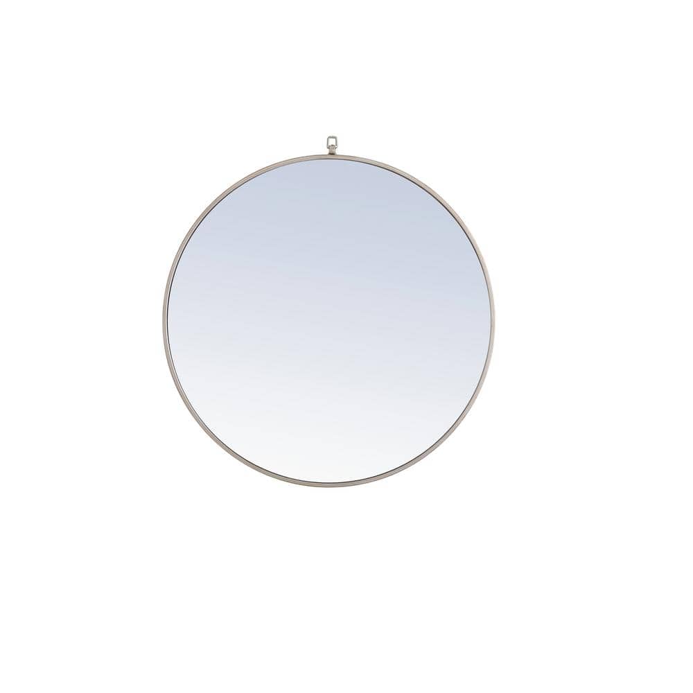Medium Round Silver Modern Mirror (32 in. H x 32 in. W)