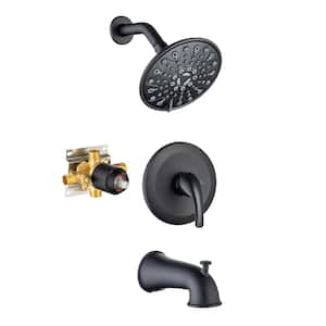 Single Handle 4-Spray Patterns Shower Faucet 2.5 GPM with Pressure Balance Anti Scald in Matte Black