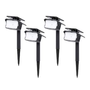 10 Lumens Black Solar LED Outdoor Spotlight with On/Off Switch (4-Pack)