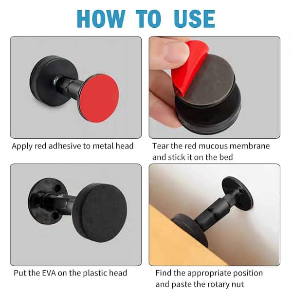 Set 4 Fissatori Anti-Scuotimento Per Letti E Mobili - Regolabili 58-122mm, Acciaio Inox - Foto 4