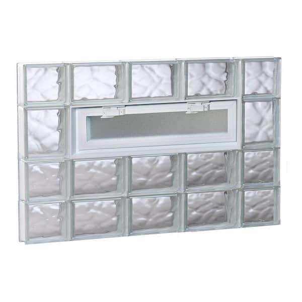 Clearly Secure 34.75 in. x 25 in. x 3.125 in. Frameless Wave Pattern Vented Glass Block Window