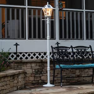 Baytown II Bulb White Outdoor Solar Weather Resistant Integrated LED Landscape Post Light with Lamp Post with Anchor
