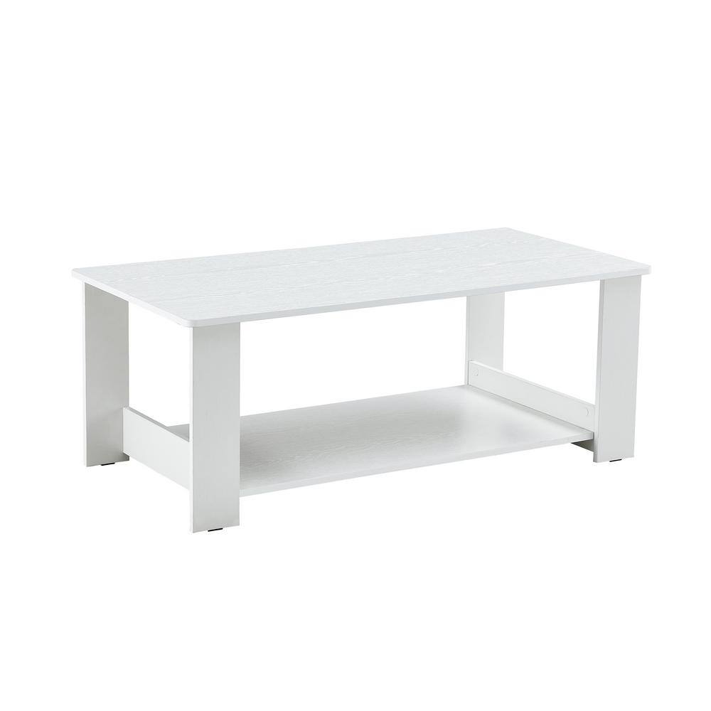 Modern 43.3 in. White Rectangle Wood Coffee Table