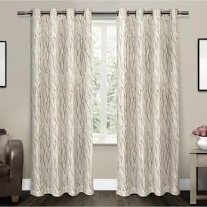 Oakdale Taupe Nature Light Filtering Grommet Top Curtain, 54 in. W x 84 in. L (Set of 2)
