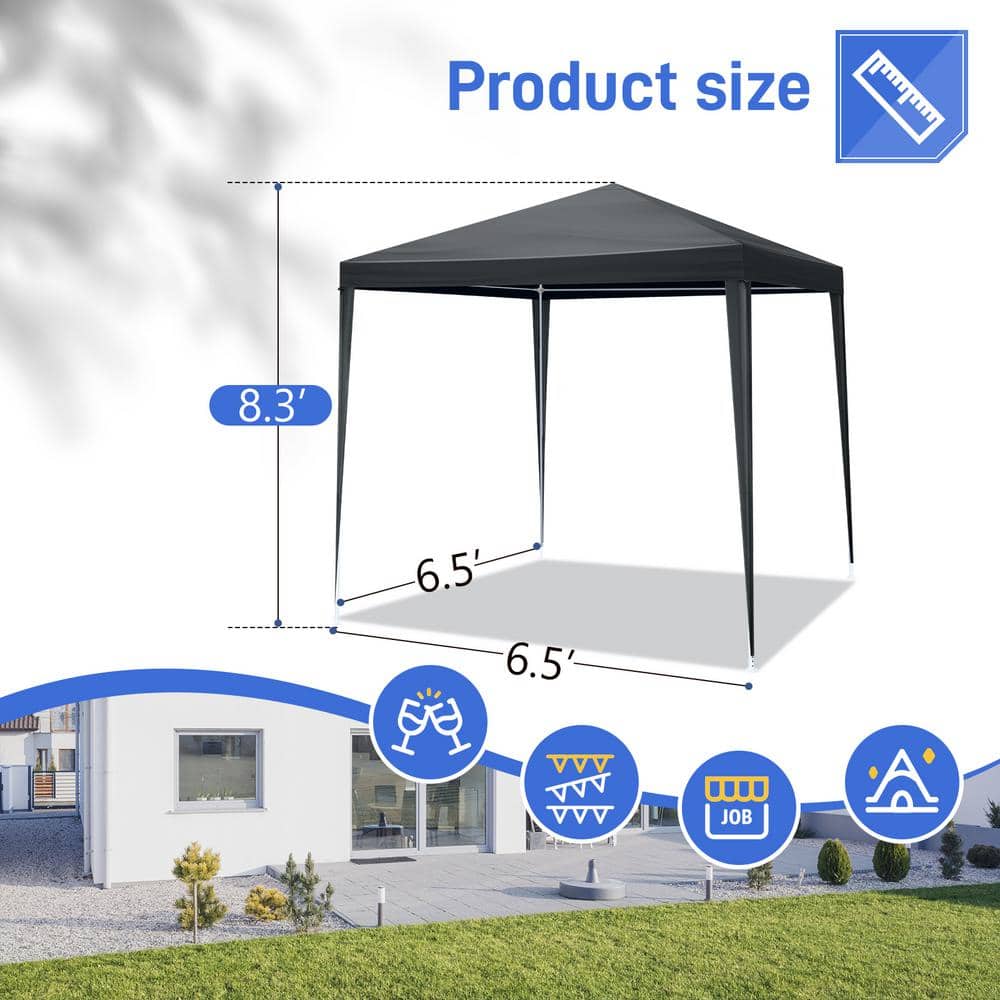 7' x 7' Dark Gray PE Fabric Party Tent with White Frame
