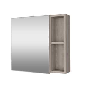 19.6 in. W x 18.6 in. H Rectangular Particle Board Mirror Medicine Cabinet with Mirror Surface Mount in Gray