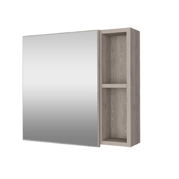 Zeus & Ruta 19.6 in. W x 18.6 in. H Rectangular Particle Board Mirror Medicine Cabinet with Mirror Surface Mount in Gray