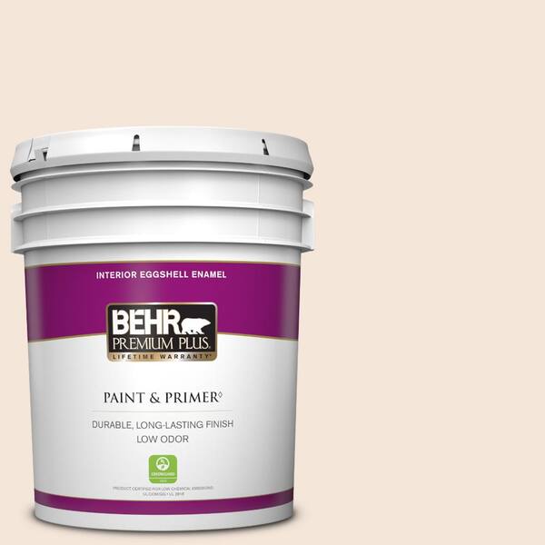 BEHR PREMIUM PLUS 5 gal. #ECC-55-2 Adobe White Eggshell Enamel Low Odor Interior Paint & Primer