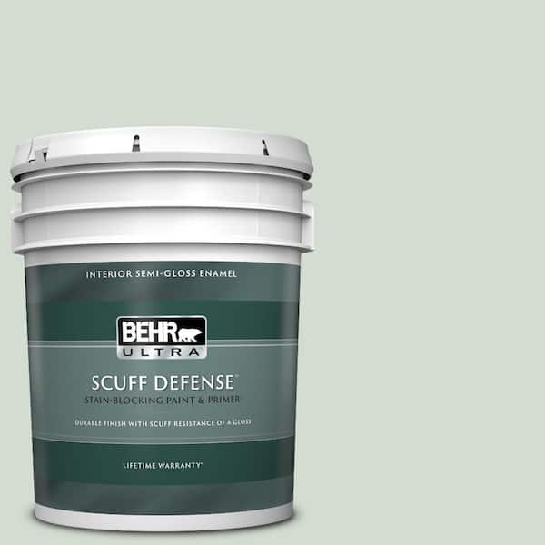 BEHR ULTRA 5 gal. #ICC-95 Soothing Celadon Extra Durable Semi-Gloss Enamel Interior Paint & Primer