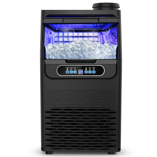13.5 in. 100 lbs./24H Full Size Cube Commercial Freestanding Ice Maker in Black w/ 20 lbs. Storage,Dual Water Inlet Mode