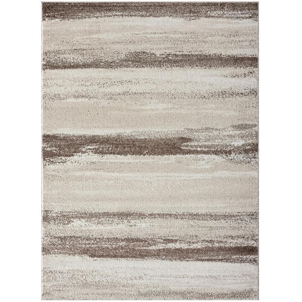 Brown Polypropylene 8 ft. x 10 ft. Modern Abstract Indoor/Outdoor Area Rug