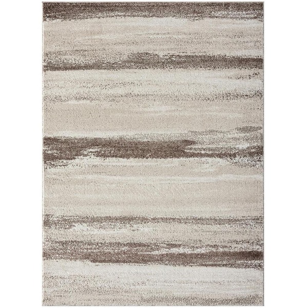 Brown Polypropylene 8 ft. x 10 ft. Modern Abstract Indoor/Outdoor Area Rug