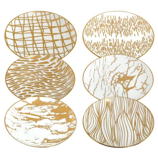 Certified International Matrix Gold Plated Canape Plates (Set of 6)