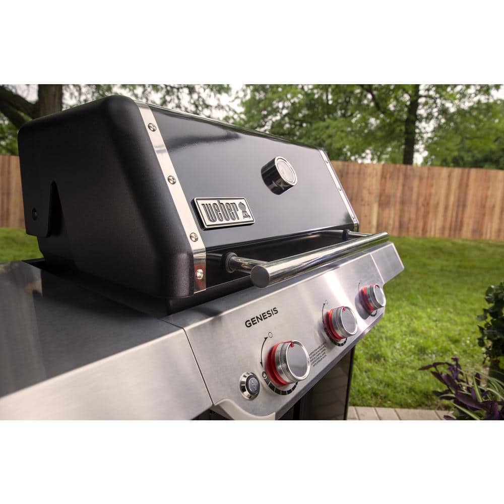 Genesis E-315 Black Liquid Propane Gas Grill with Side Tables
