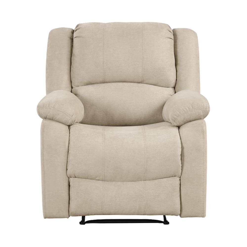 Oatmeal Fabric Recliner with Pillow Top Arms