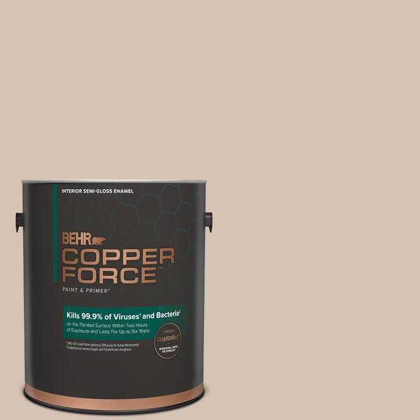 COPPER FORCE 1 gal. #BIC-02 Hazy Taupe Semi-Gloss Enamel Virucidal and Antibacterial Interior Paint & Primer