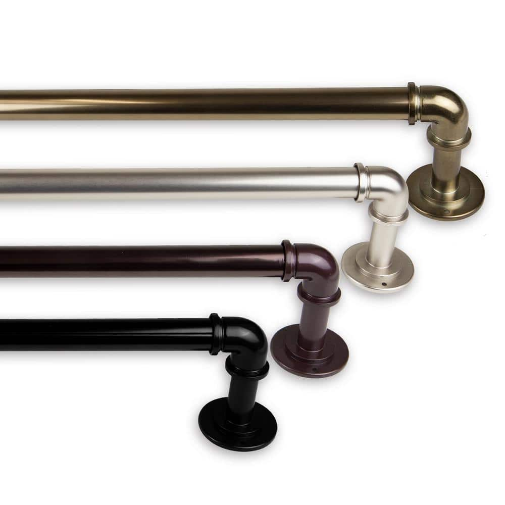 Rod Desyne Industrial 28 In 48 In Single Curtain Rod In Bronze With   Rod Desyne Single Curtain Rods Bot100 289 64 1000 