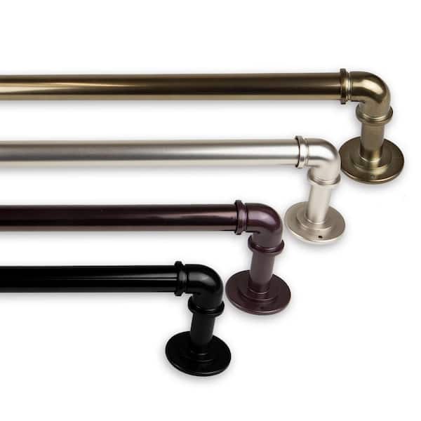 Industrial 84 in. - 120 in. Blackout Single Curtain Rod in Bronze