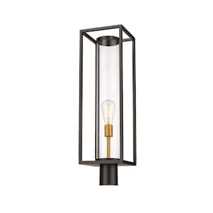 Dunbroch 1-Light Bronze Brass Aluminum Hardwired Outdoor Weather Resistant Post Light Round Fitter with No Bulb Included