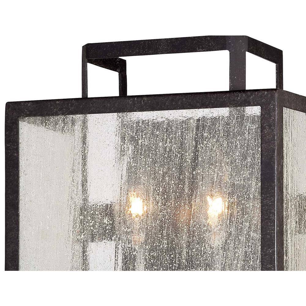 Camden Square Dimmable Wall Sconce with Clear Seeded Glass in Aged Charcoal