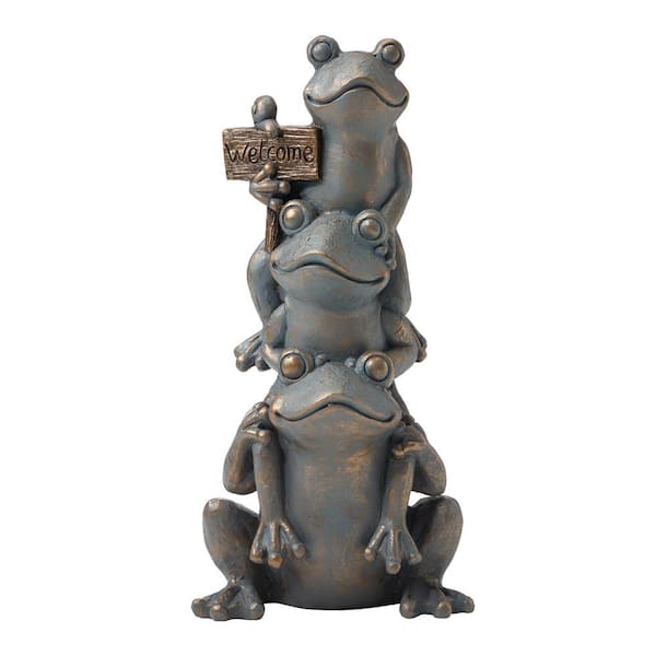 Glitzhome 28 25 In H Bronze MGO Stacked Frog Garden Statue   Glitzhome Garden Statues Gh2025400018 64 600 