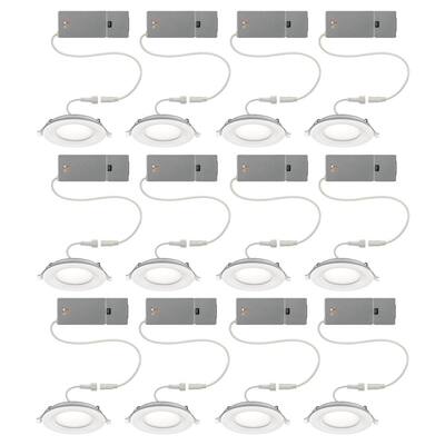 Ultra Slim 4 in. Color Selectable CCT Canless Integrated LED Recessed Light Trim with Night Light Feature (12-Pack)