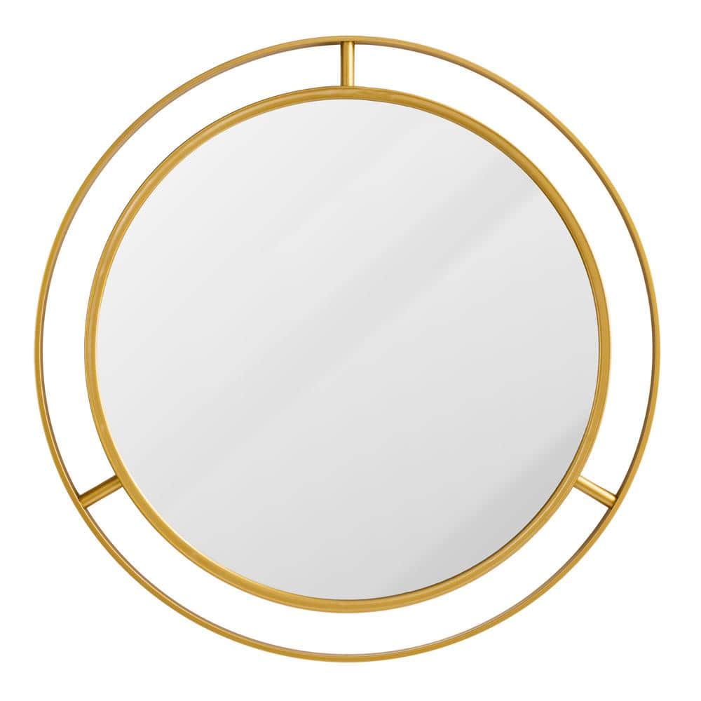 Deluxe Round Gold & Silver Iron Frame 24" Wall Mirror